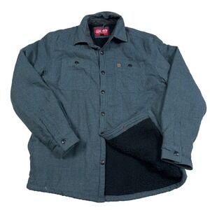 Coleman Shacket Men M Gray Flannel Sherpa Fleece Lined Shirt Jacket Button Up